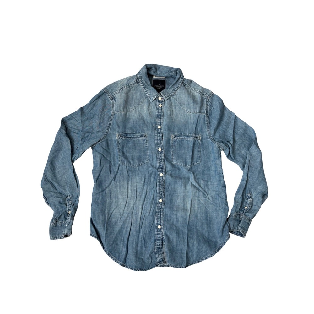 American Eagle Outfitters M Denim Boyfriend Blue Chambray Western Boho Grunge